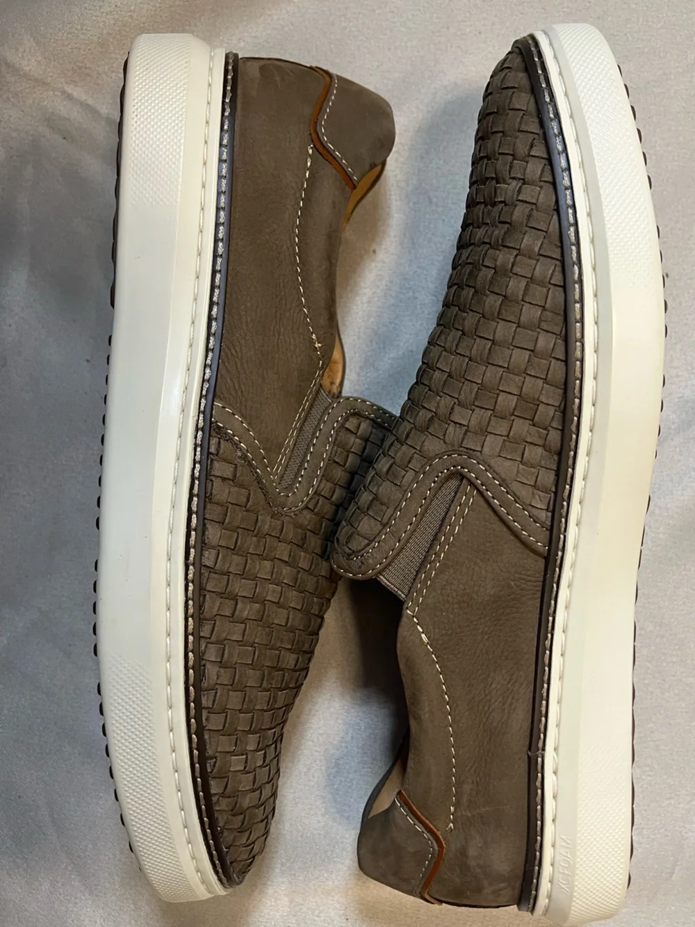 Johnston & Murphy McGuffey 2 Woven Slip-On Sneakers Taupe Nubuck XC4 XC Foam Men